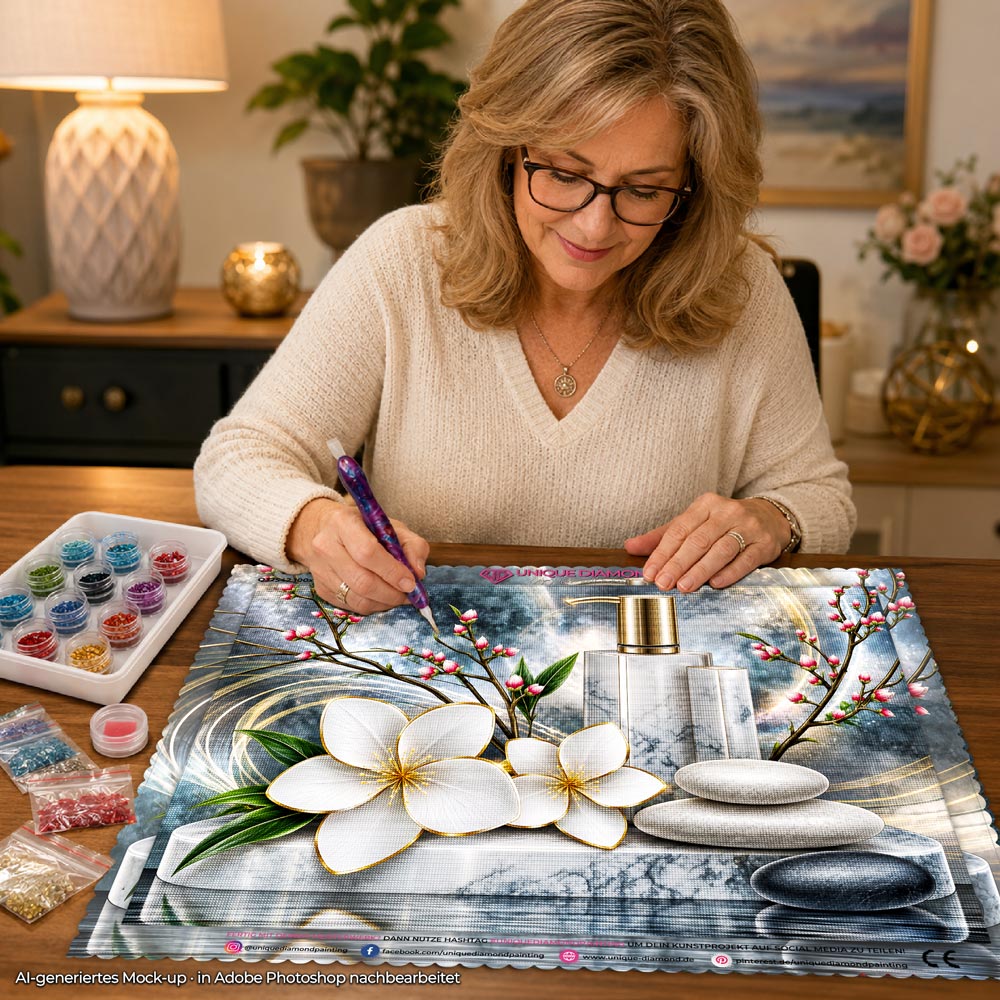5D Diamond Painting – Amélie in Marmor & Gold