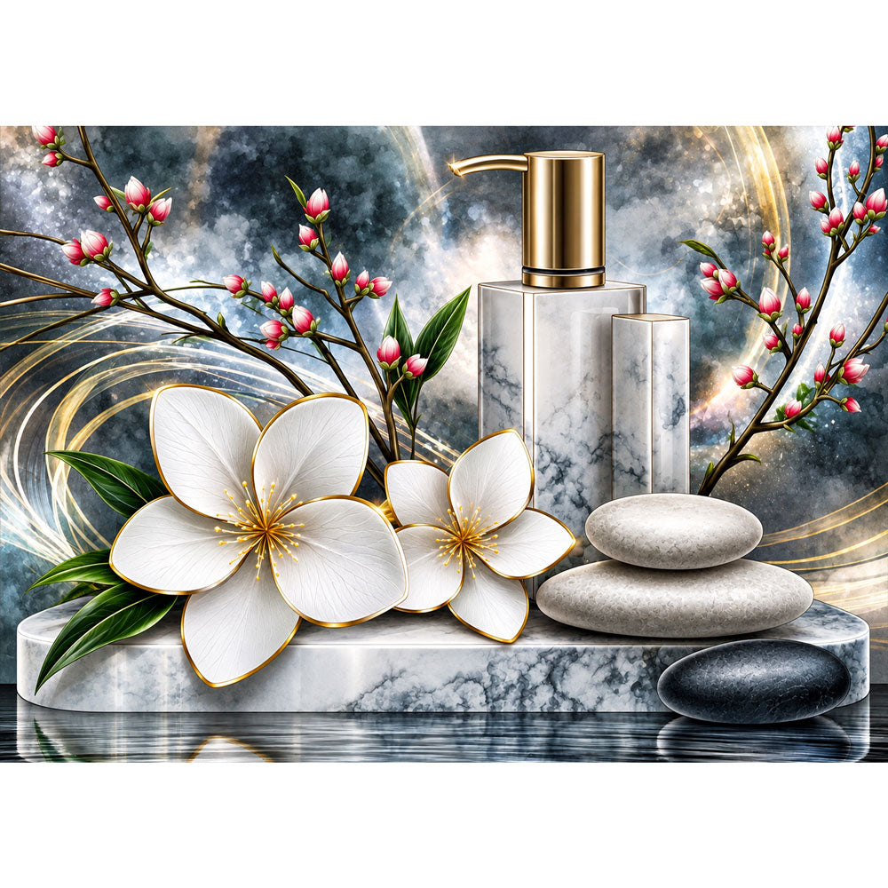 5D Diamond Painting – Amélie in Marmor & Gold | Unique Diamond
