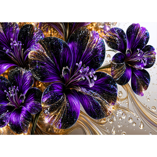 5D Diamond Painting – Amethystblüten im Goldrausch | Unique Diamond