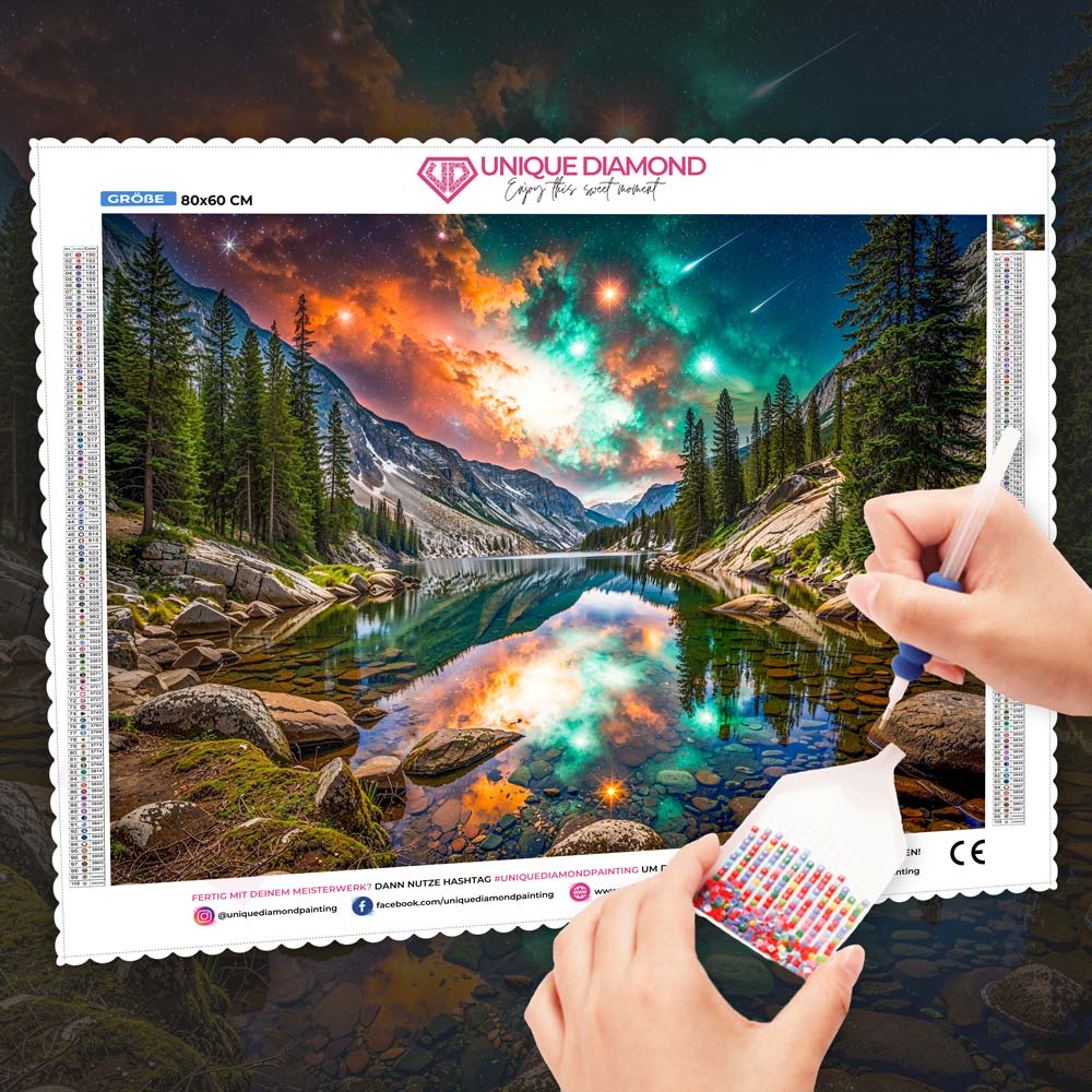 5D Diamond Painting – Aurora des Kosmos, Unique-Diamond