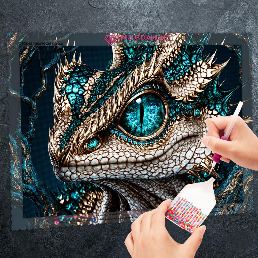 5D Diamond Painting – Azurion der Smaragddrache