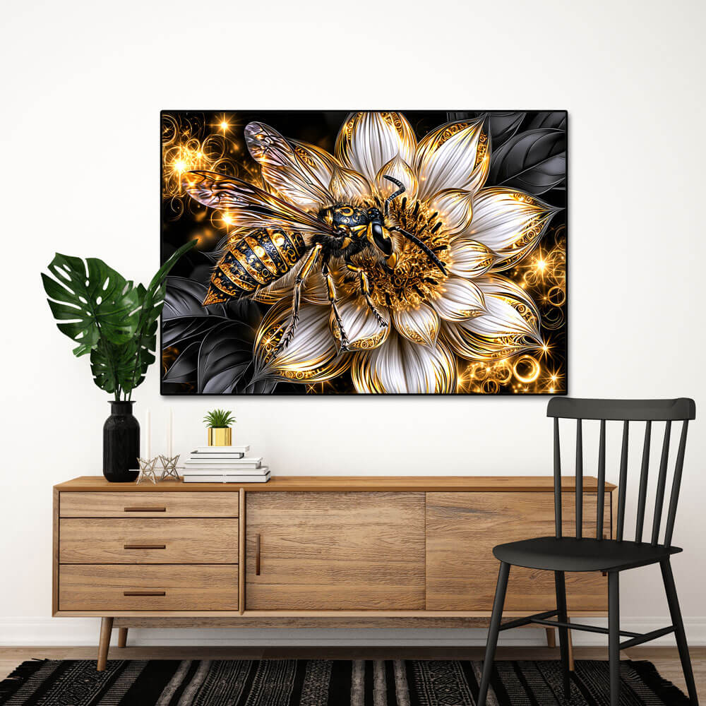 5D Diamond Painting – Biene im Blütengold