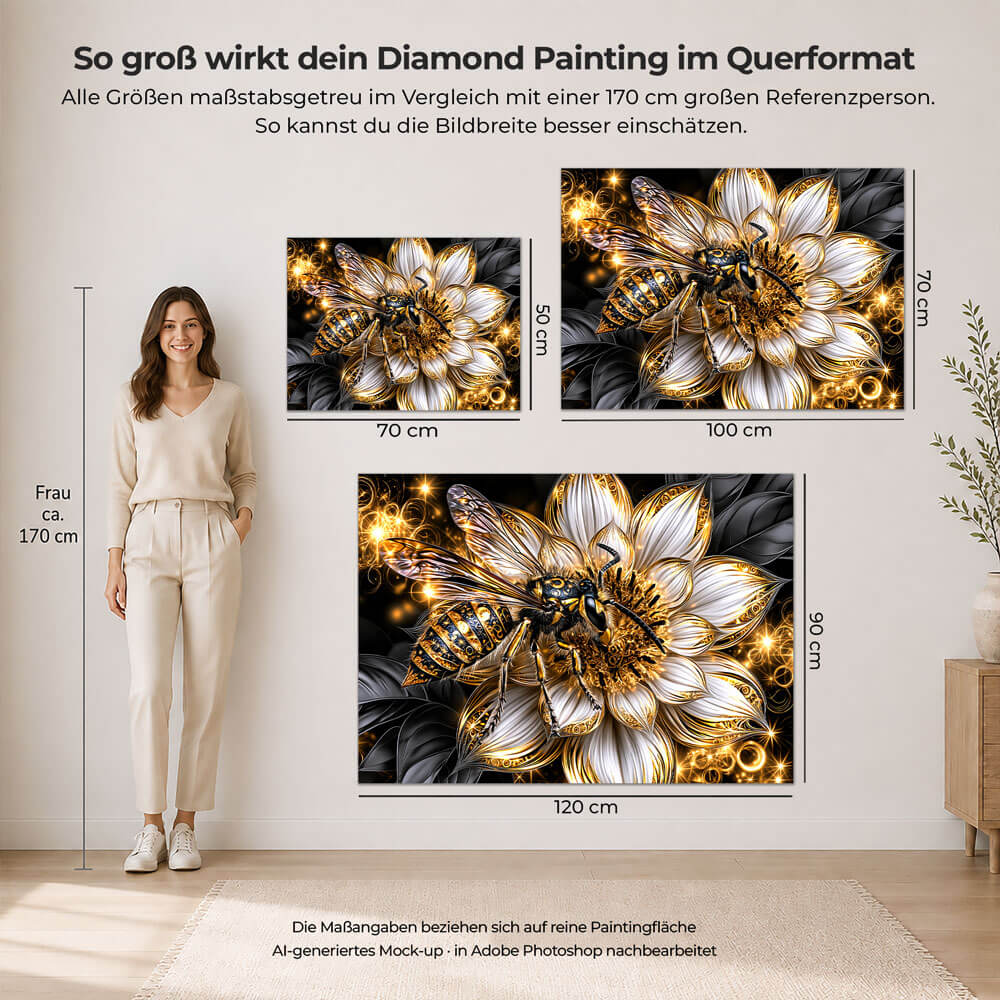 5D Diamond Painting – Biene im Blütengold