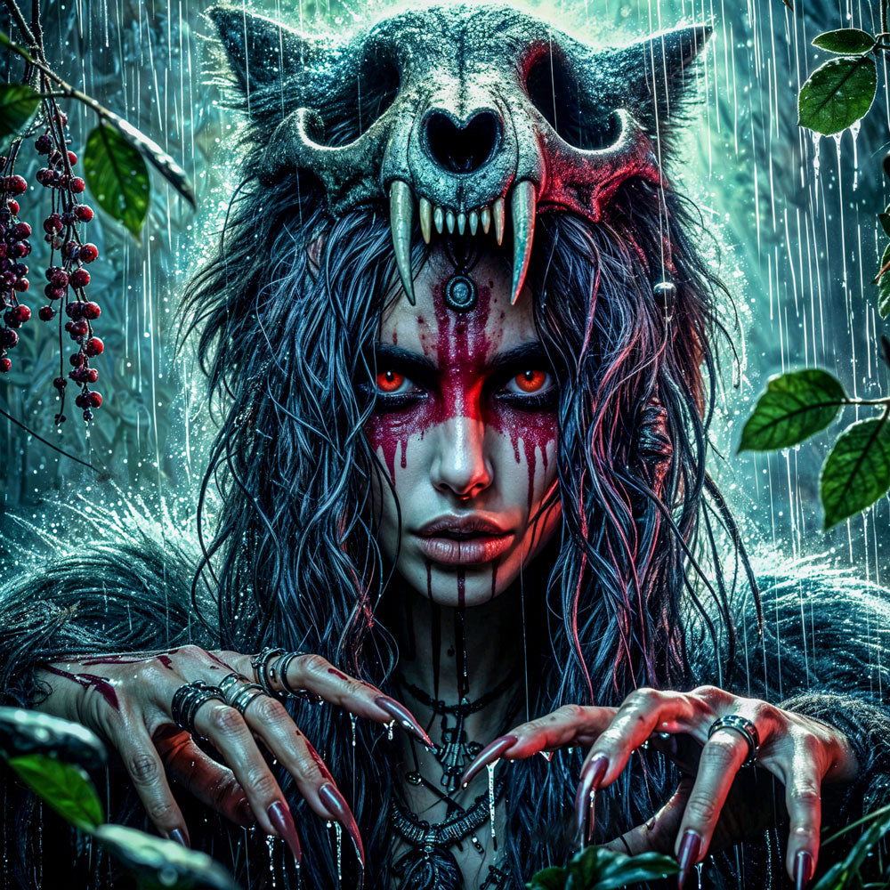 5D Diamond Painting – Bloodmoon Huntress, Unique-Diamond