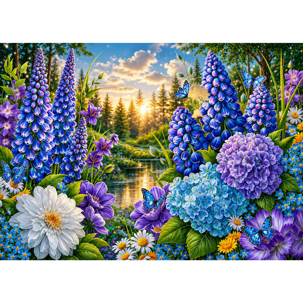 5D Diamond Painting – Blue Meadow Dreams | Unique Diamond
