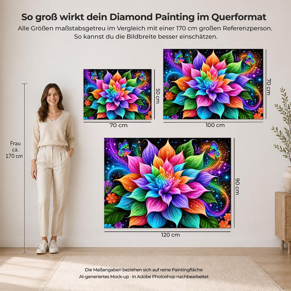 5D Diamond Painting – Blüte im kosmischen Farbenlicht