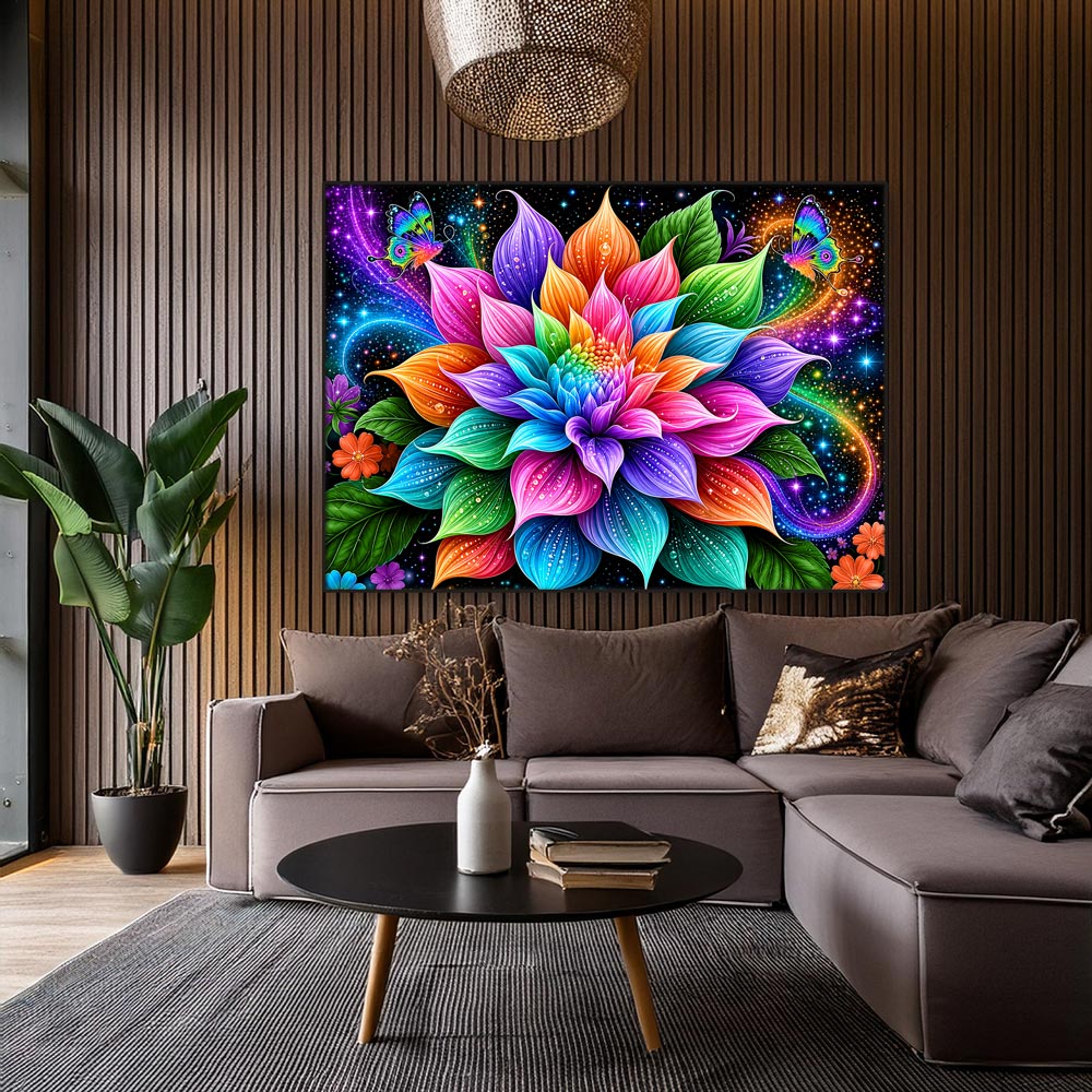 5D Diamond Painting – Blüte im kosmischen Farbenlicht
