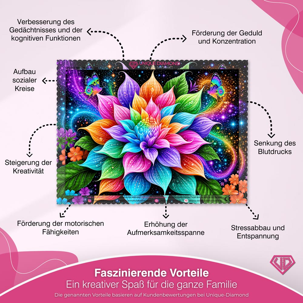 5D Diamond Painting – Blüte im kosmischen Farbenlicht
