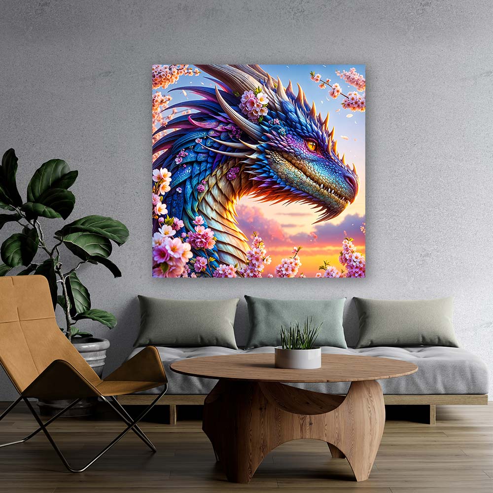 5D Diamond Painting – Blütendrache der Dämmerung Unique-Diamond