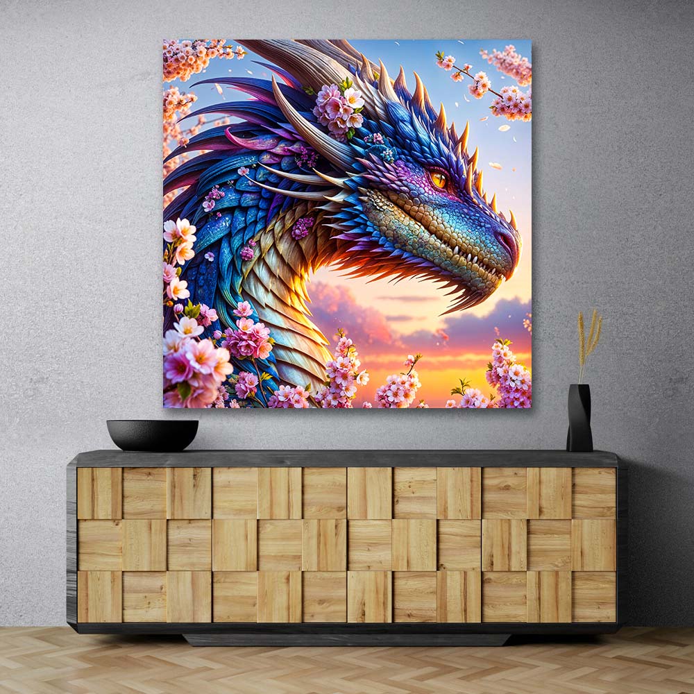 5D Diamond Painting – Blütendrache der Dämmerung Unique-Diamond