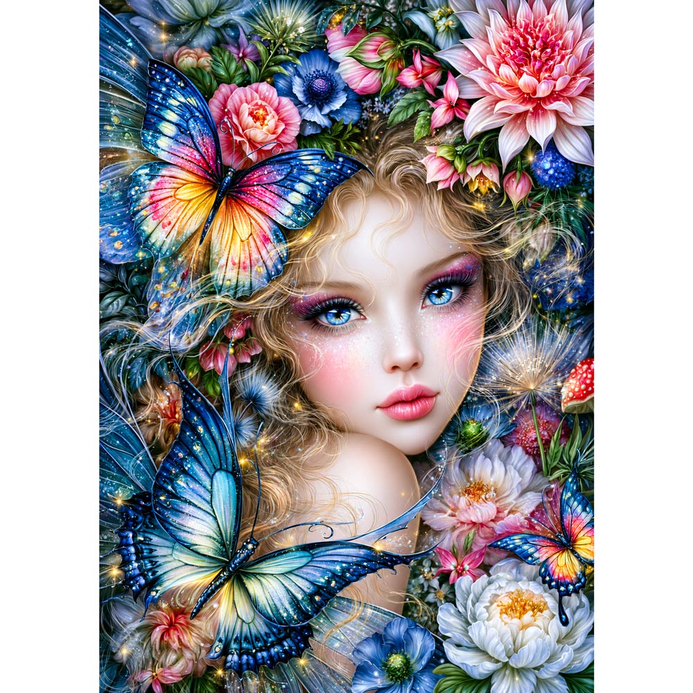 5D Diamond Painting – Blütenfee im Schmetterlingszauber | Unique Diamond