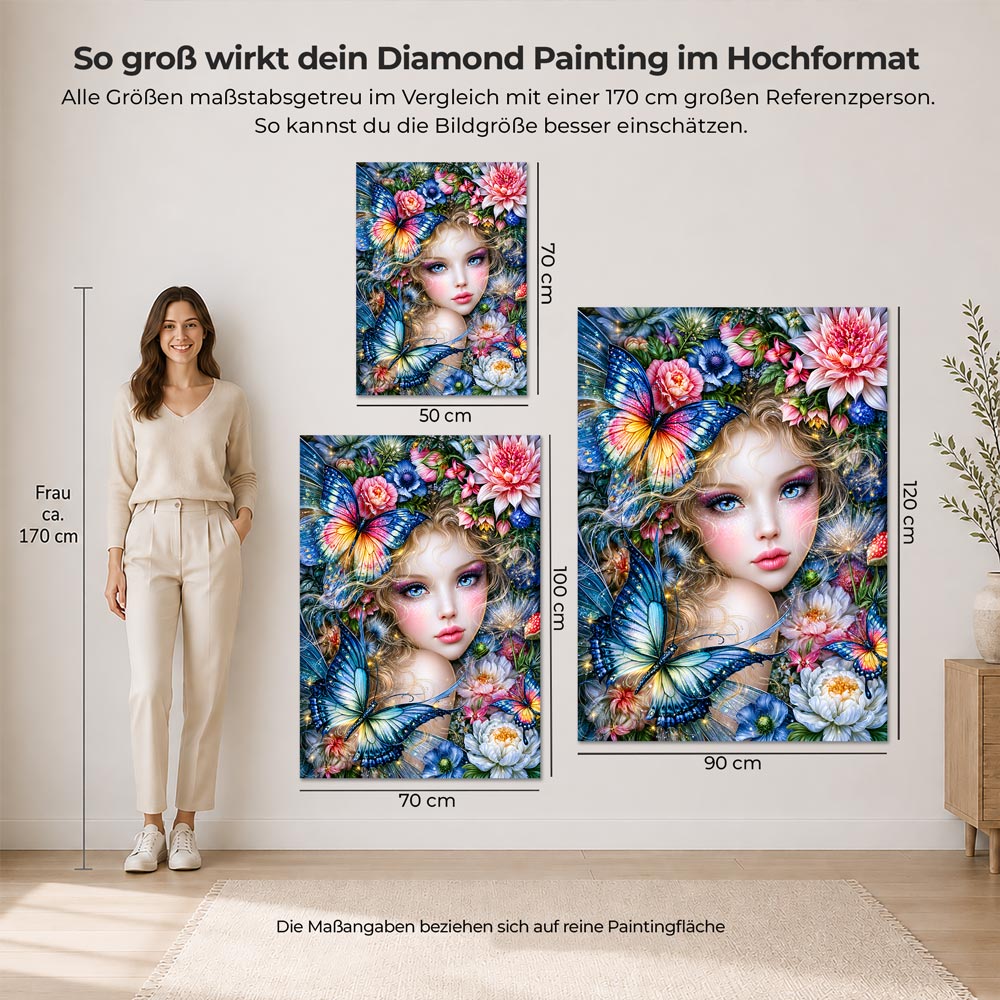 5D Diamond Painting – Blütenfee im Schmetterlingszauber