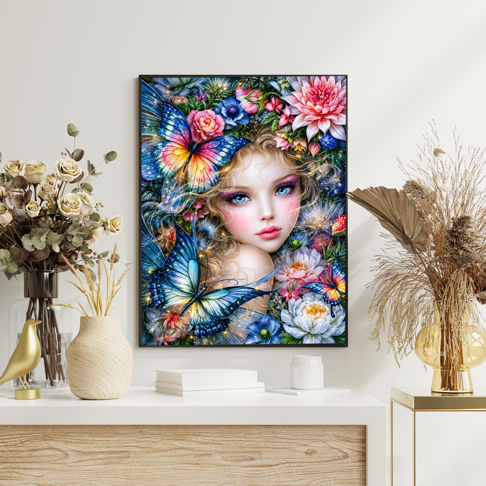 5D Diamond Painting – Blütenfee im Schmetterlingszauber