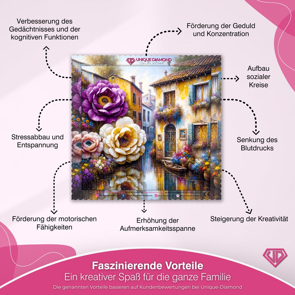 5D Diamond Painting – Blütenflair am Kanal