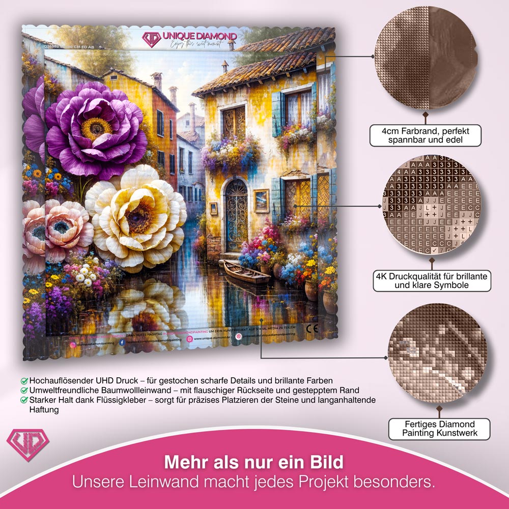 5D Diamond Painting – Blütenflair am Kanal