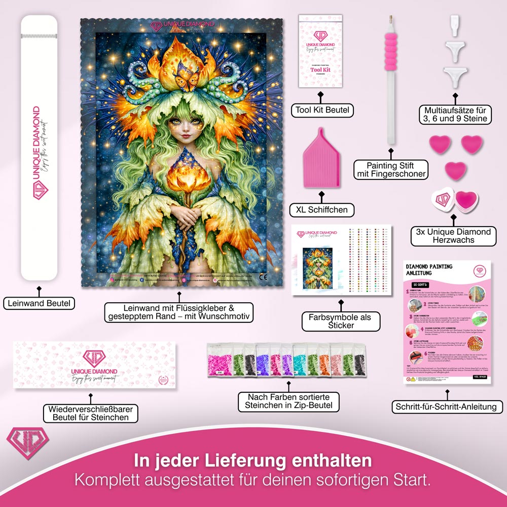5D Diamond Painting – Blütenhüterin des Sternenlichts