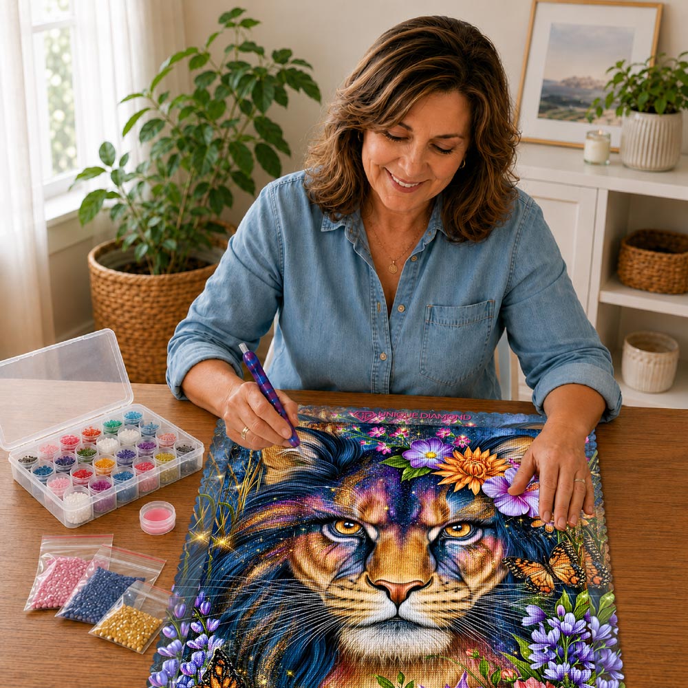 5D Diamond Painting – Blütenkönig der Fantasie