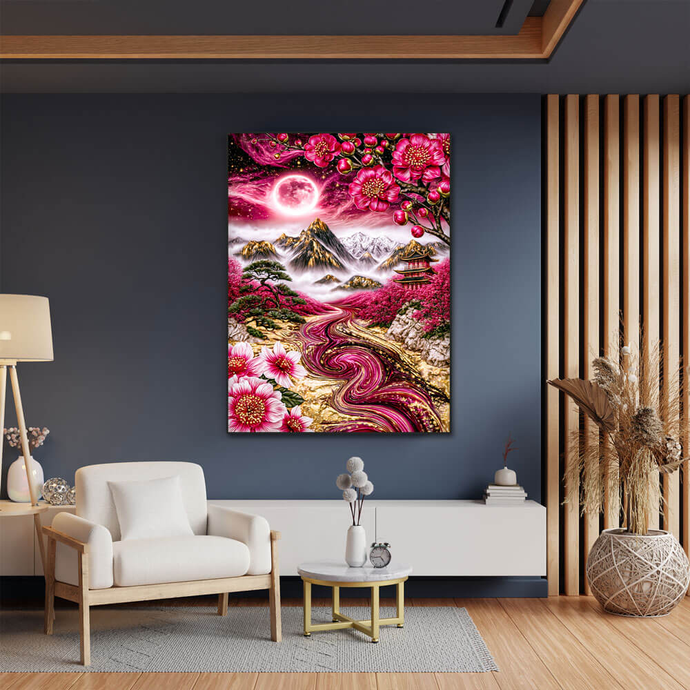 5D Diamond Painting – Blütenpfad ins Rubinland