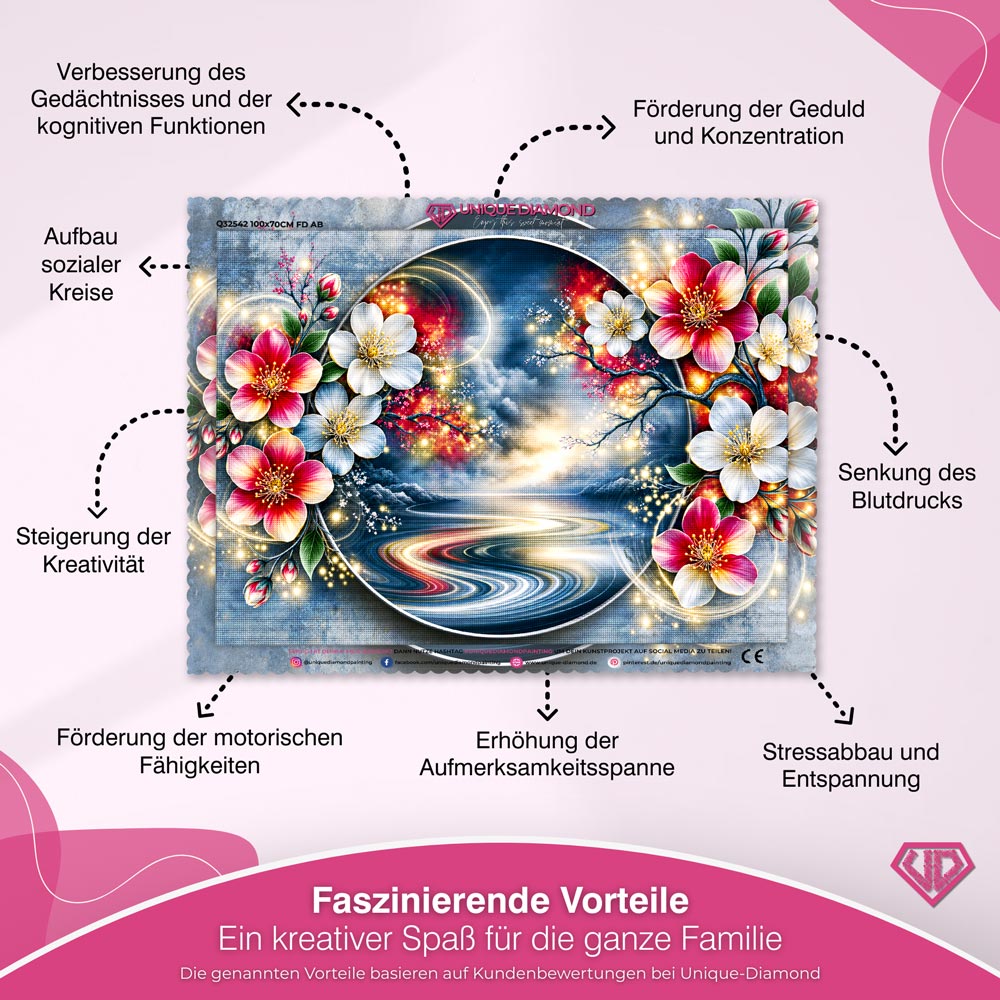 5D Diamond Painting – Blütenportal ins Goldene Licht
