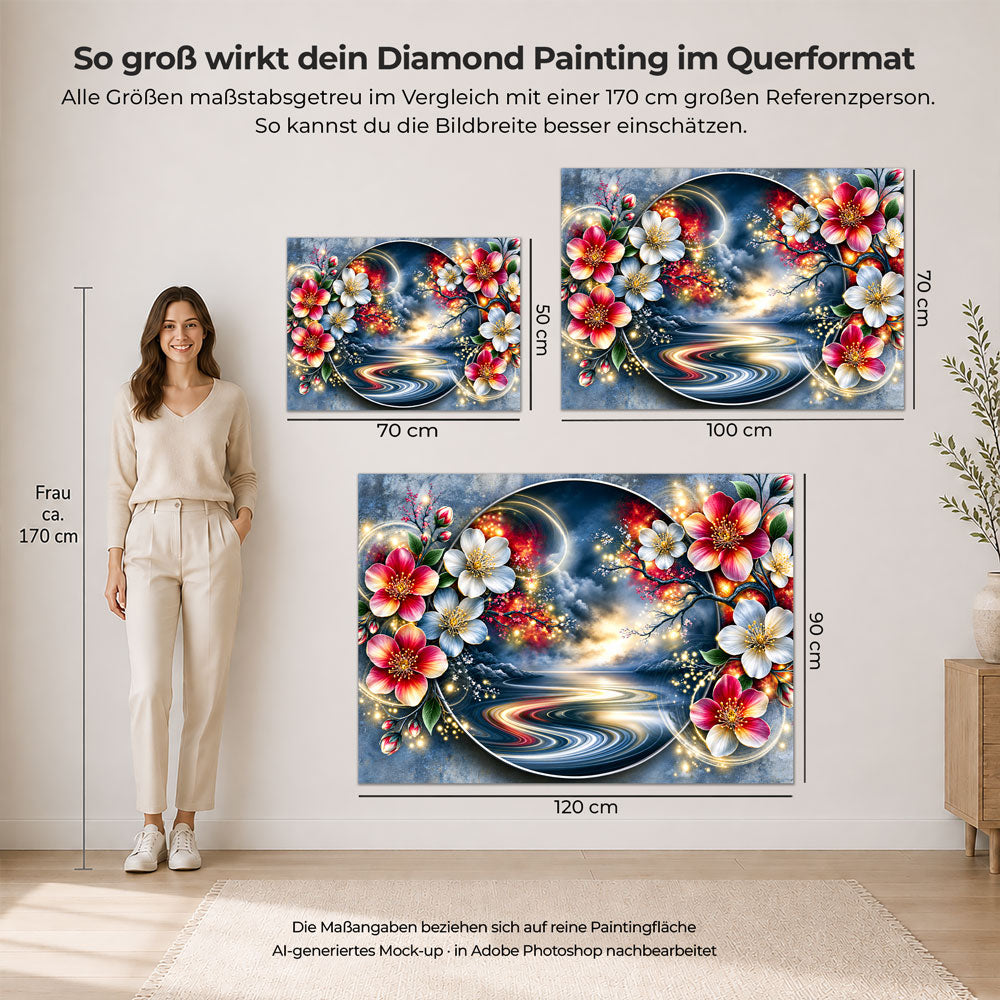 5D Diamond Painting – Blütenportal ins Goldene Licht
