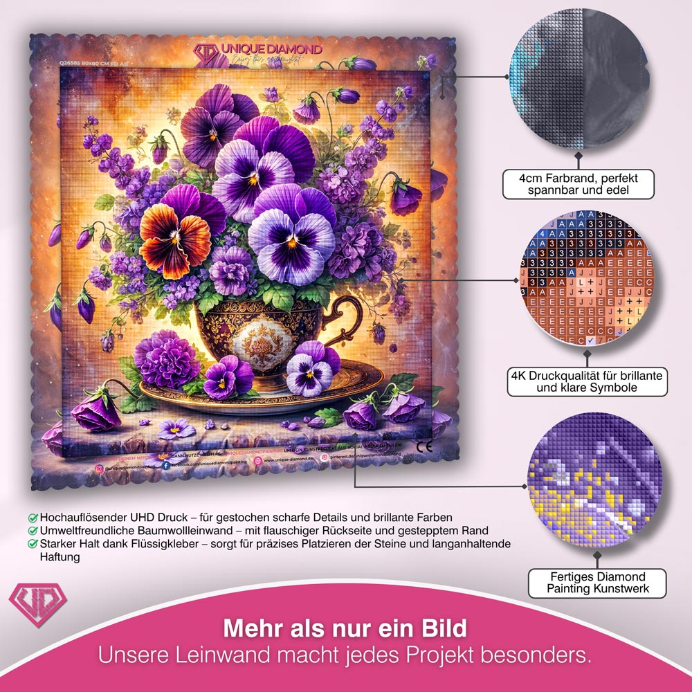 5D Diamond Painting – Blütenpracht der Stiefmütterchen Unique-Diamond