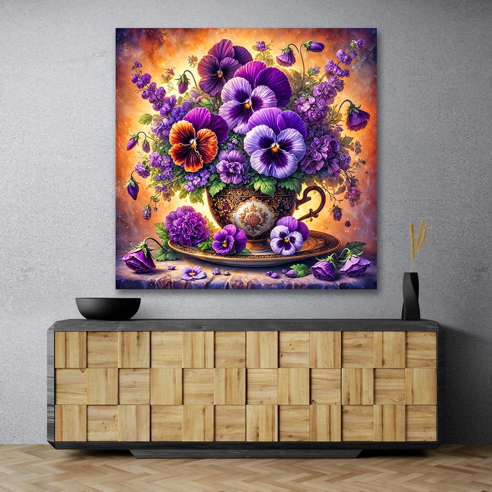 5D Diamond Painting – Blütenpracht der Stiefmütterchen, Unique-Diamond