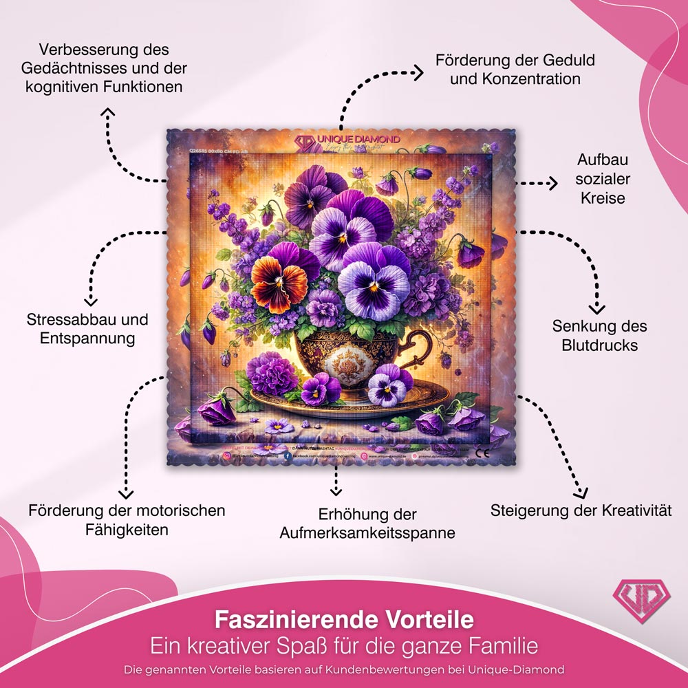 5D Diamond Painting – Blütenpracht der Stiefmütterchen Unique-Diamond