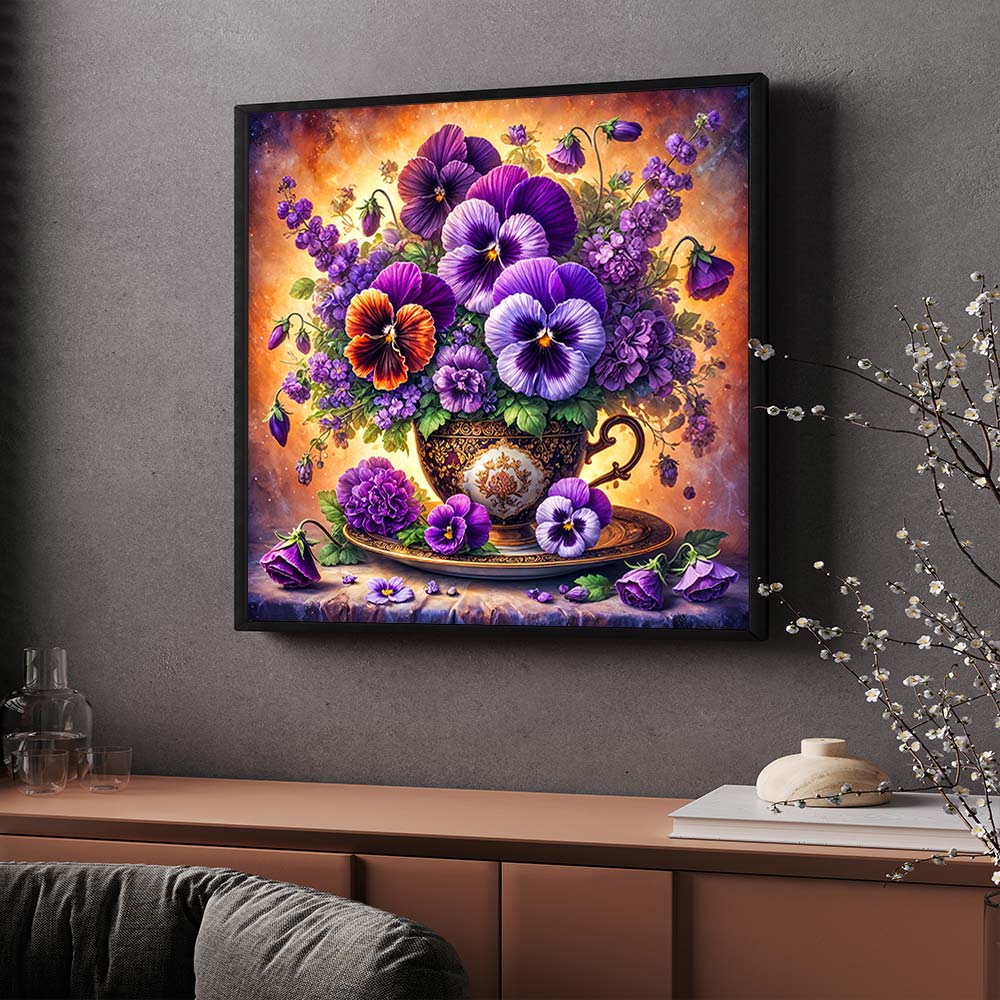 5D Diamond Painting – Blütenpracht der Stiefmütterchen, Unique-Diamond
