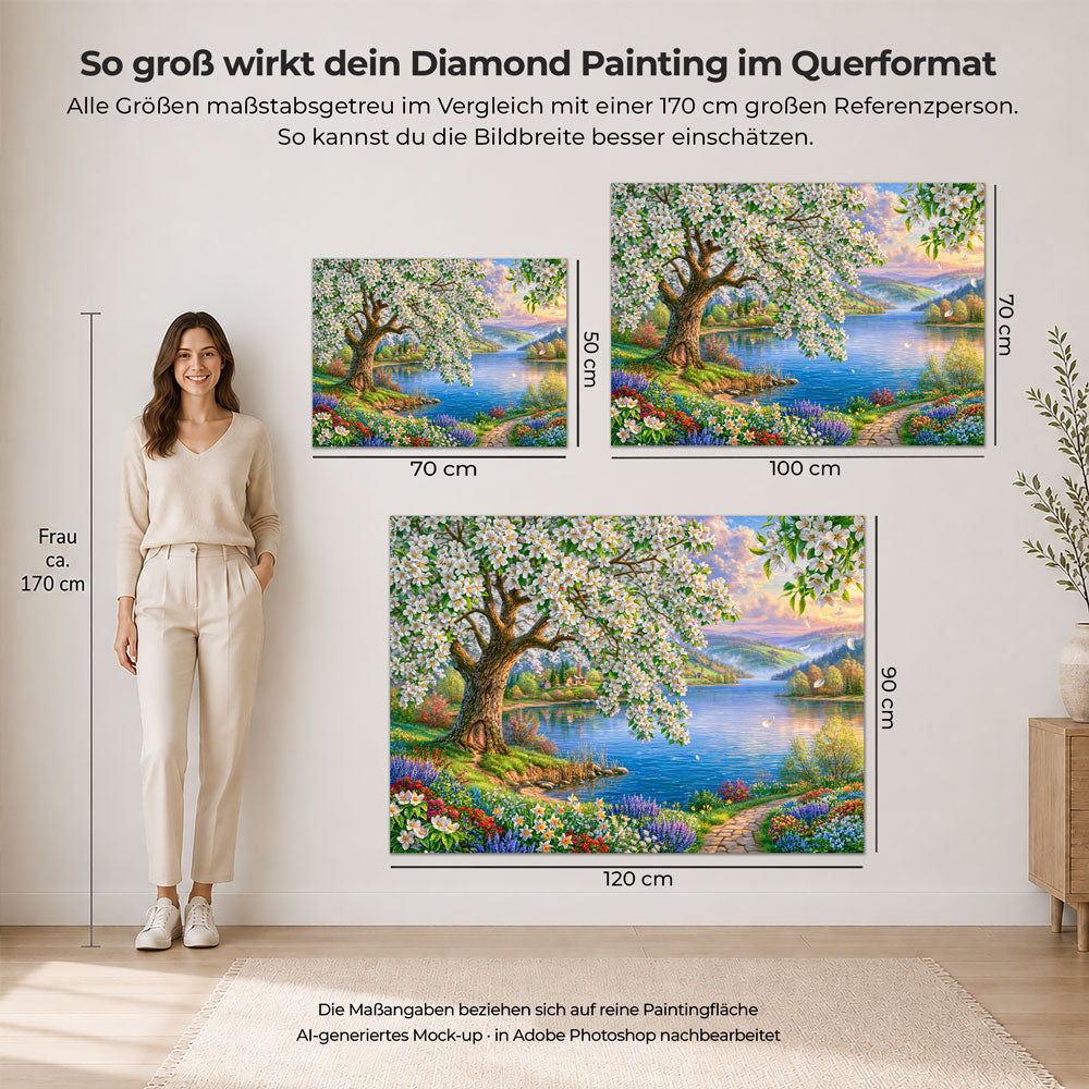 5D Diamond Painting – Blütenzauber am stillen See