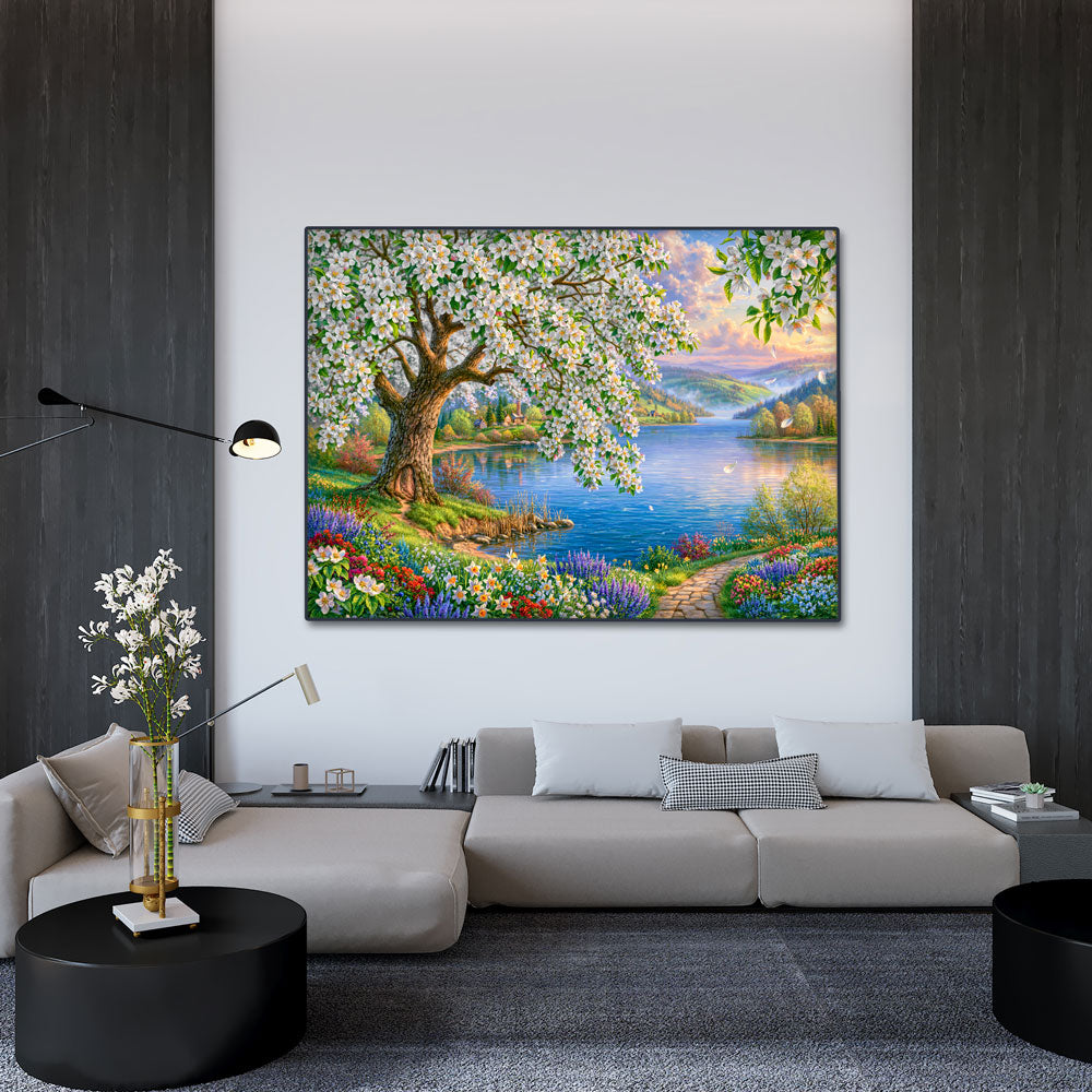 5D Diamond Painting – Blütenzauber am stillen See