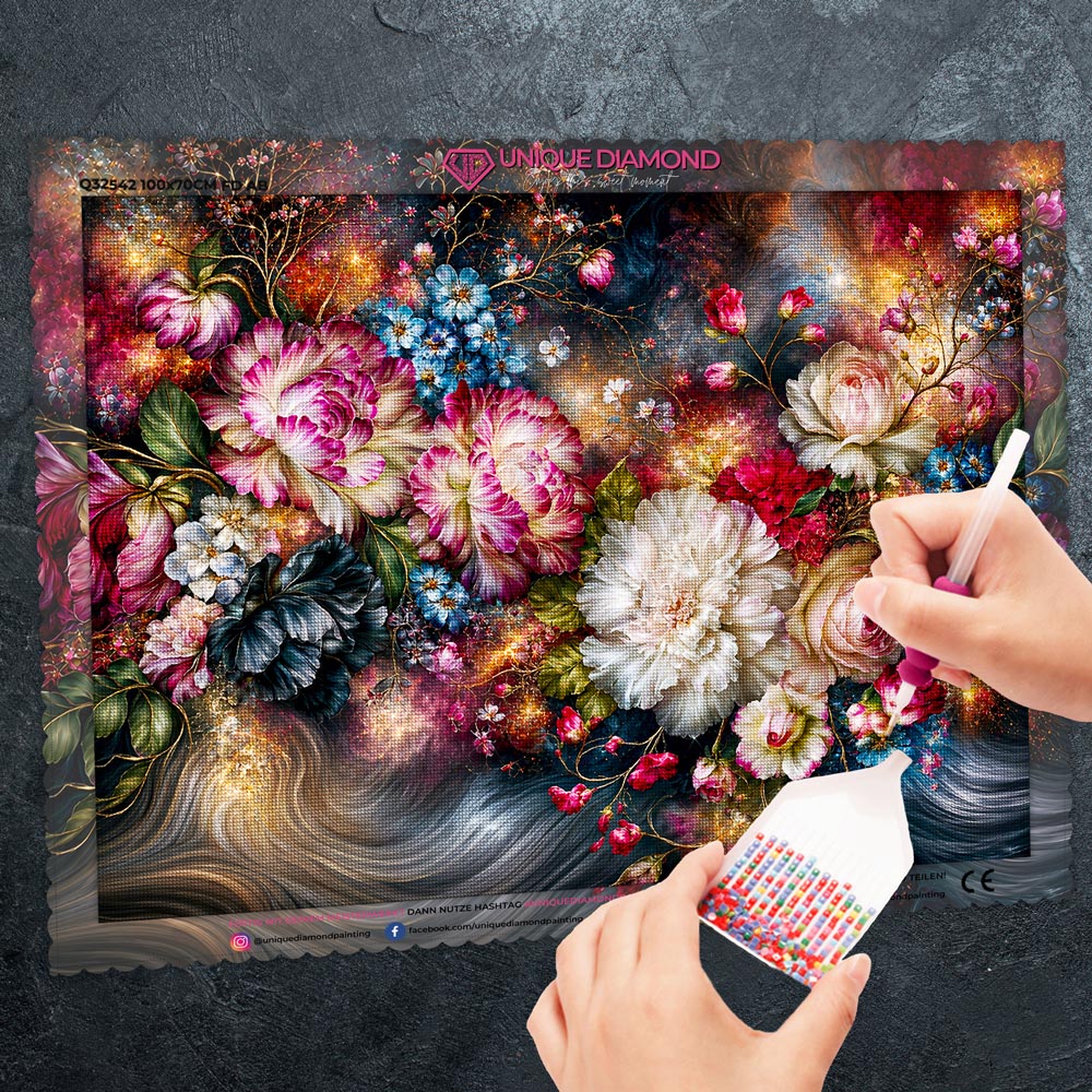 5D Diamond Painting – Blütenzauber der Sternennacht