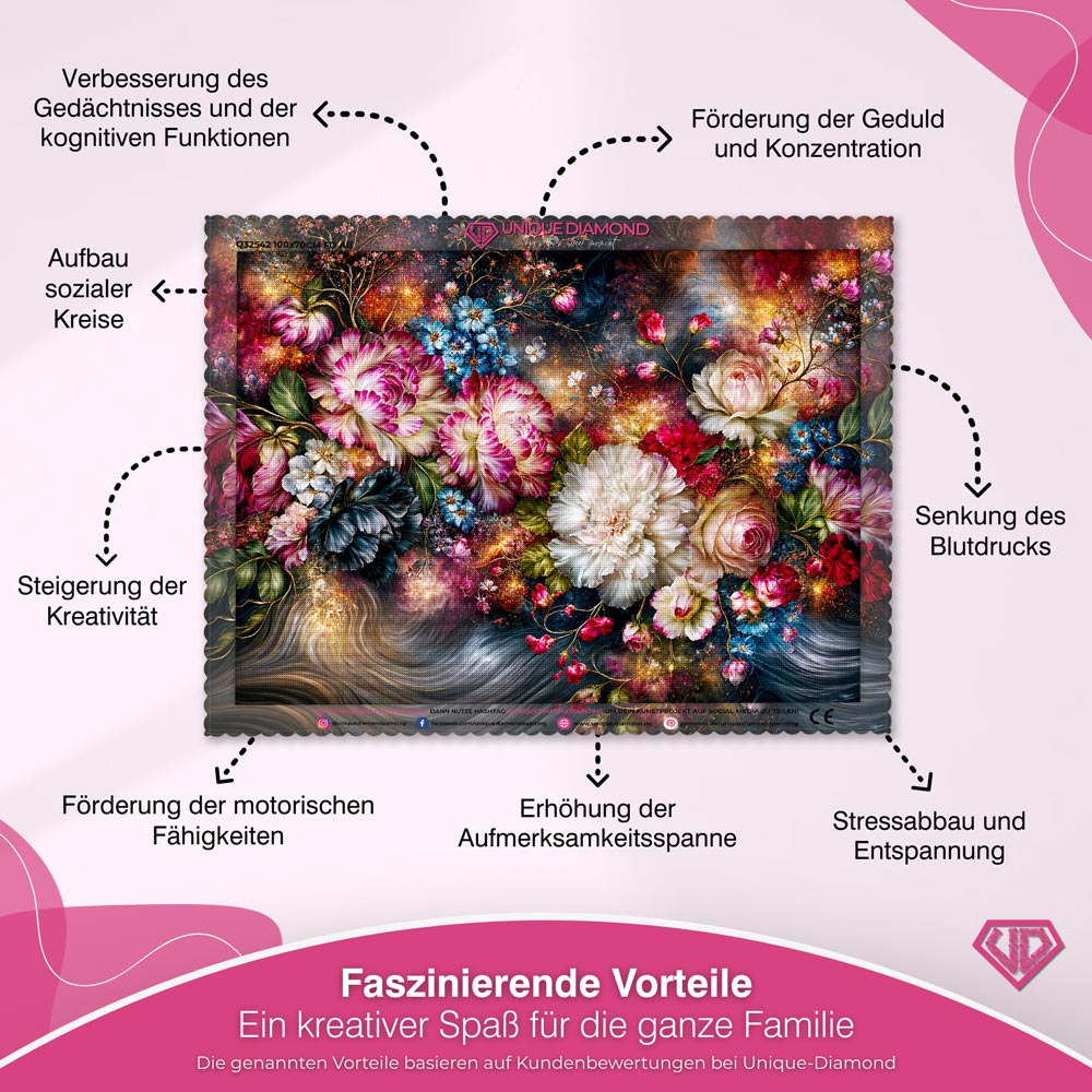 5D Diamond Painting – Blütenzauber der Sternennacht