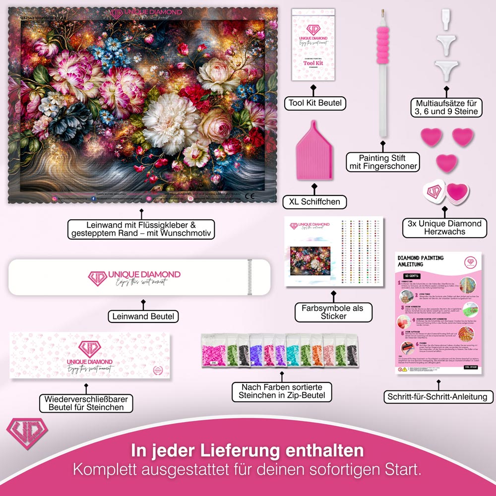 5D Diamond Painting – Blütenzauber der Sternennacht
