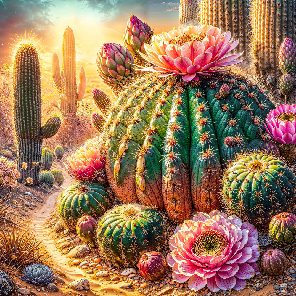 5D Diamond Painting – Blütenzauber der Wüstenkönigin, Unique-Diamond