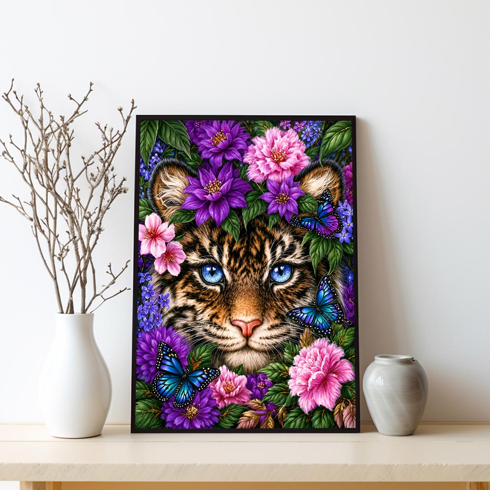 5D Diamond Painting – Blütenzauber des Tigerblicks