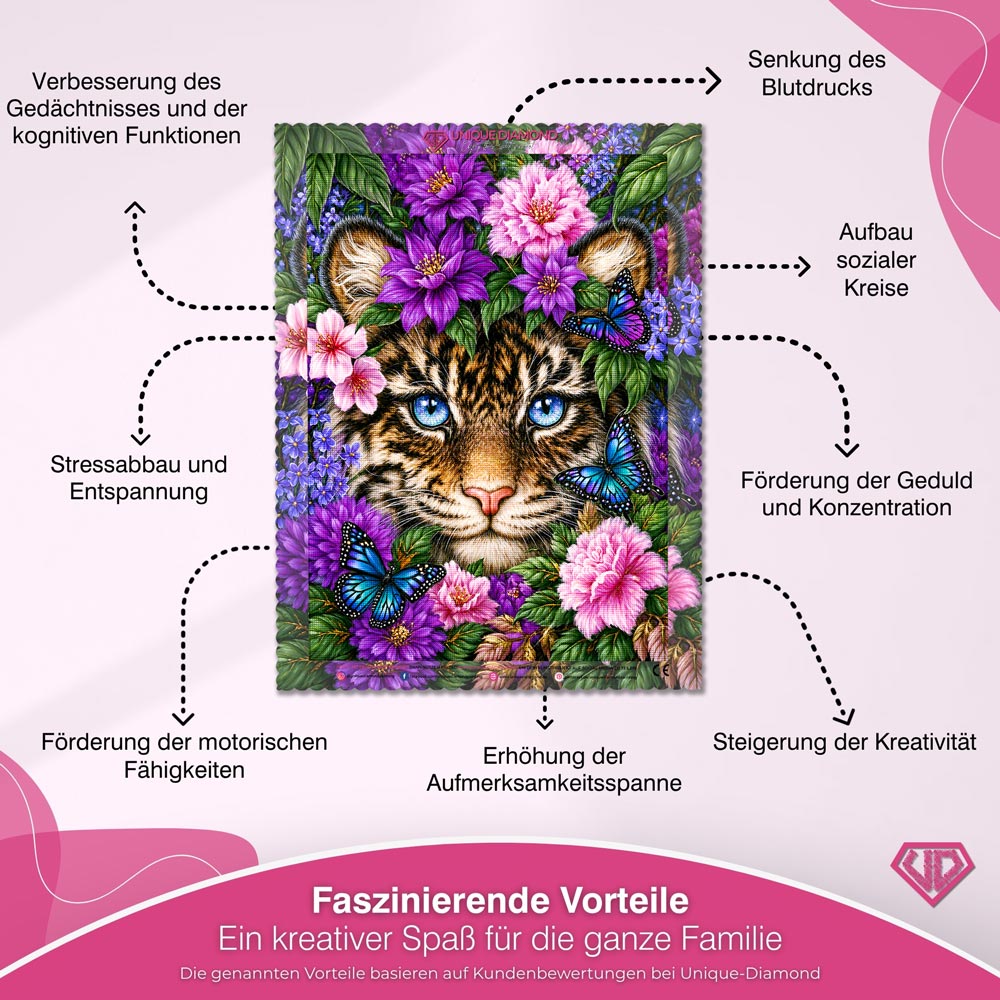 5D Diamond Painting – Blütenzauber des Tigerblicks