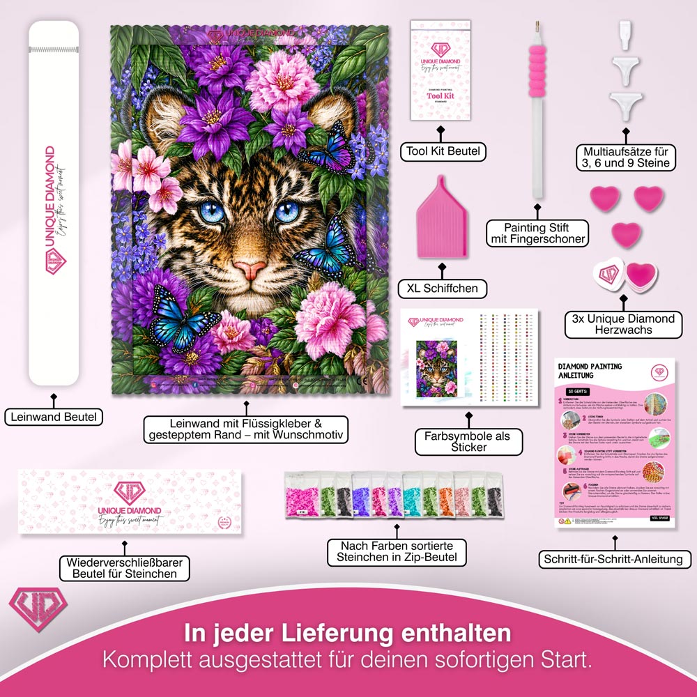5D Diamond Painting – Blütenzauber des Tigerblicks