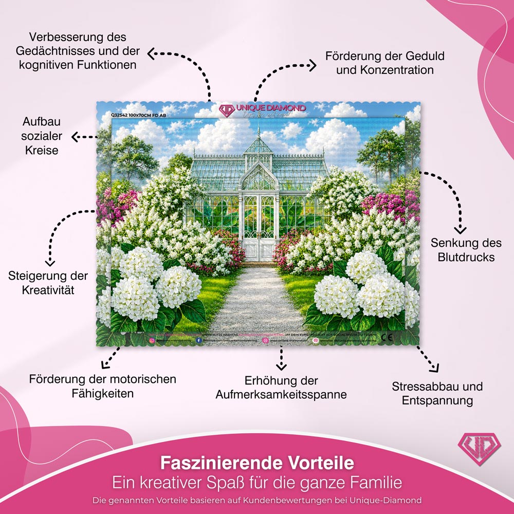 5D Diamond Painting – Blütenzauber im Glaspalast