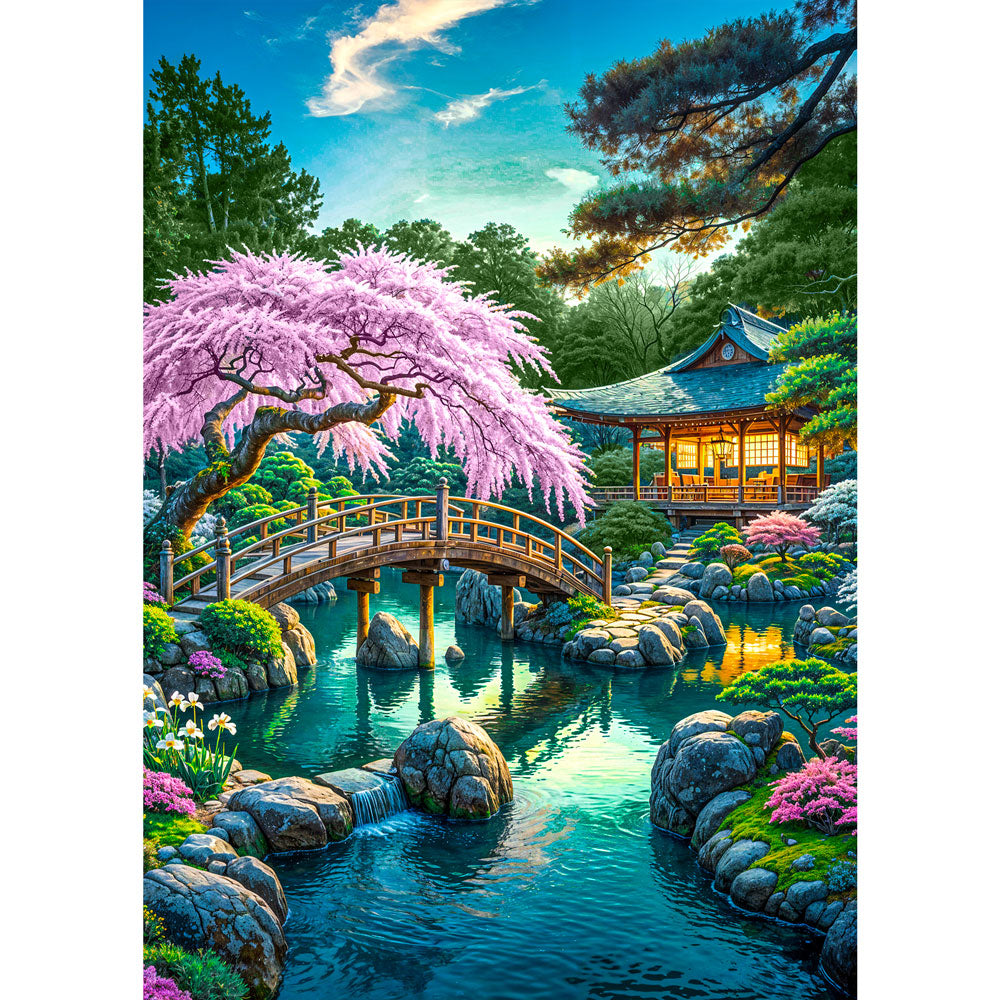 5D Diamond Painting – Brücke der Kirschblütenruhe, unique-diamond