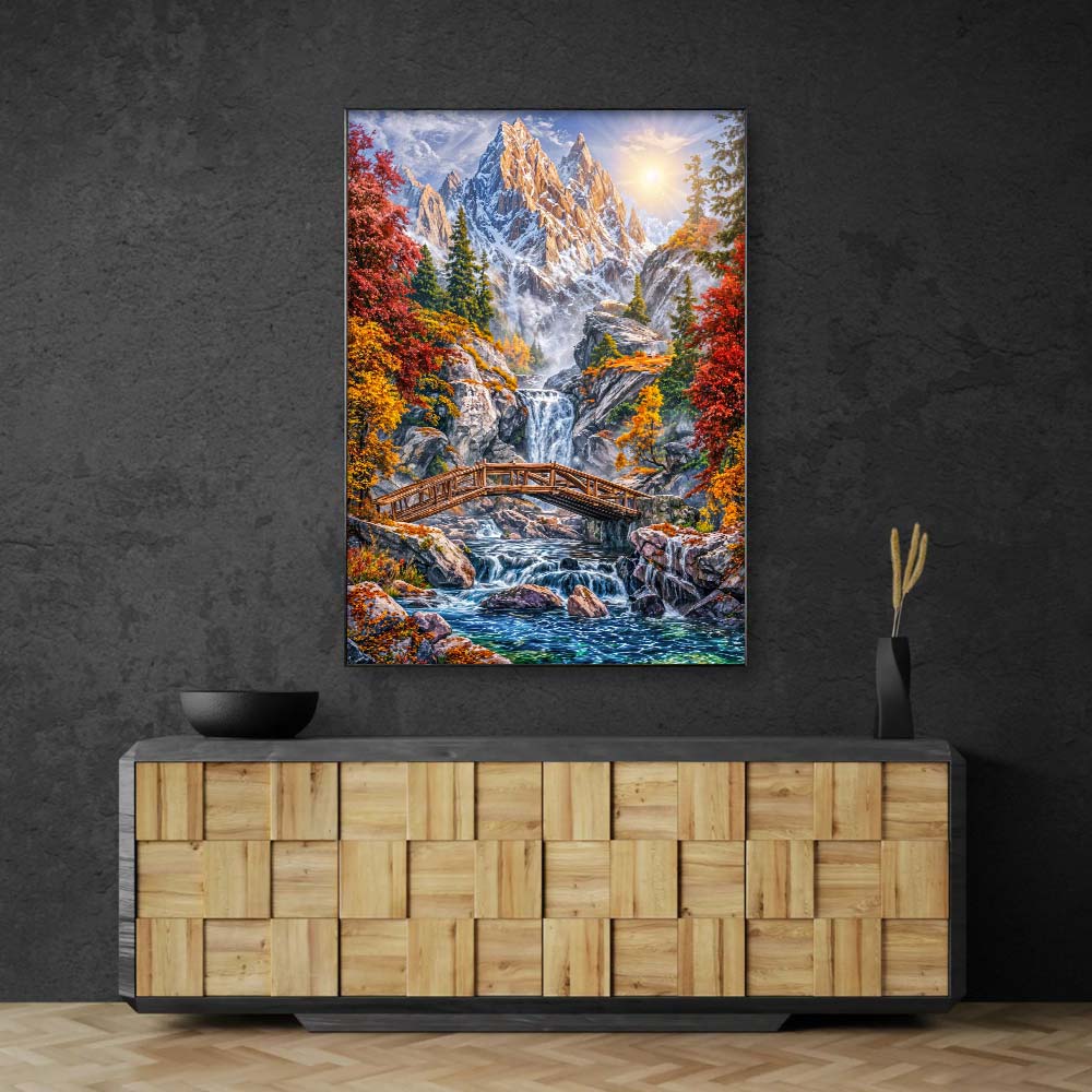 5D Diamond Painting – Brücke zum Sonnenberg, Unique-Diamond