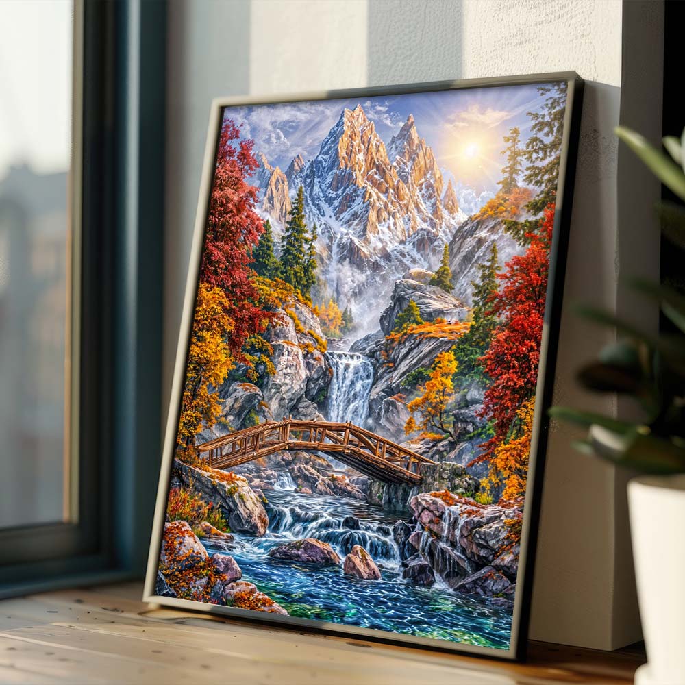5D Diamond Painting – Brücke zum Sonnenberg, Unique-Diamond
