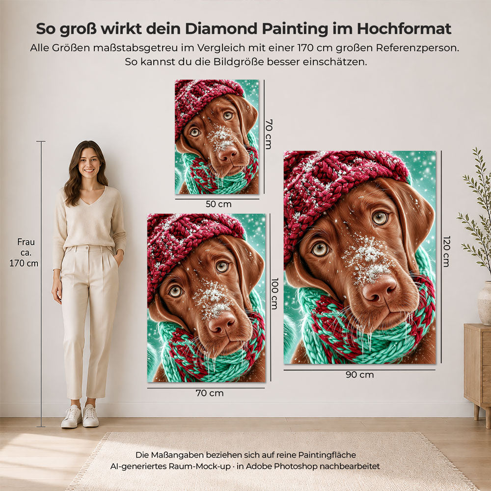 5D Diamond Painting – Bruno und die Schneeflockennase