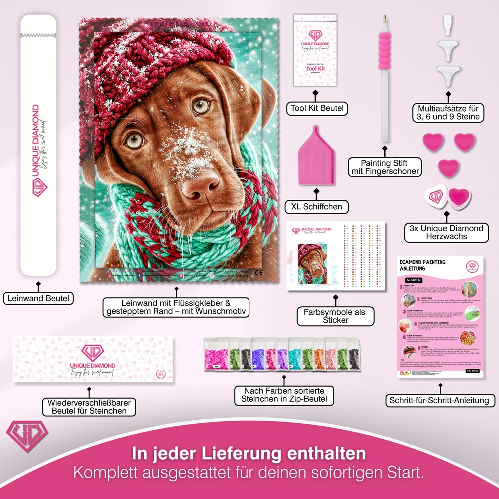 5D Diamond Painting – Bruno und die Schneeflockennase