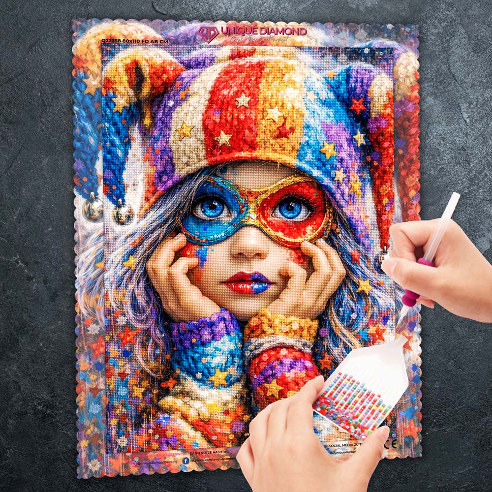 5D Diamond Painting – Colorful Carnival Girl
