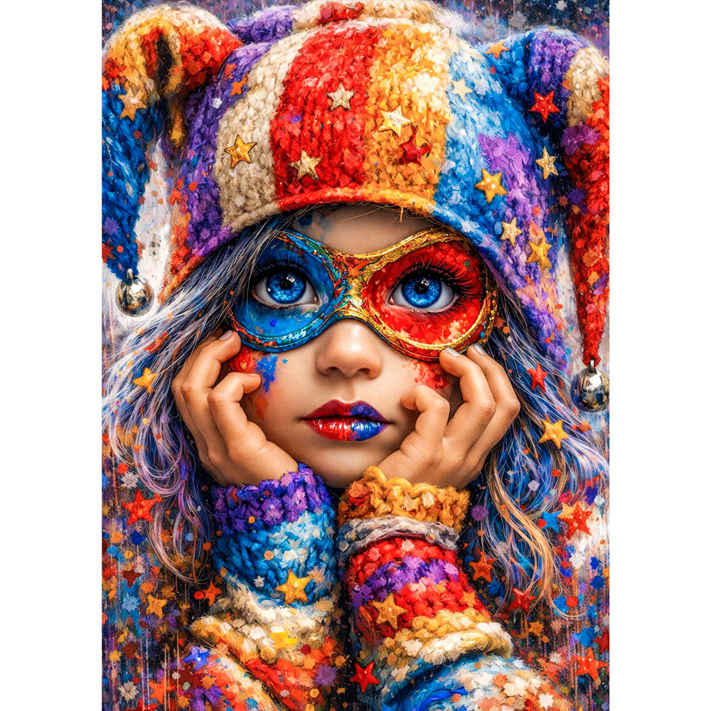 5D Diamond Painting – Colorful Carnival Girl, Unique-Diamond