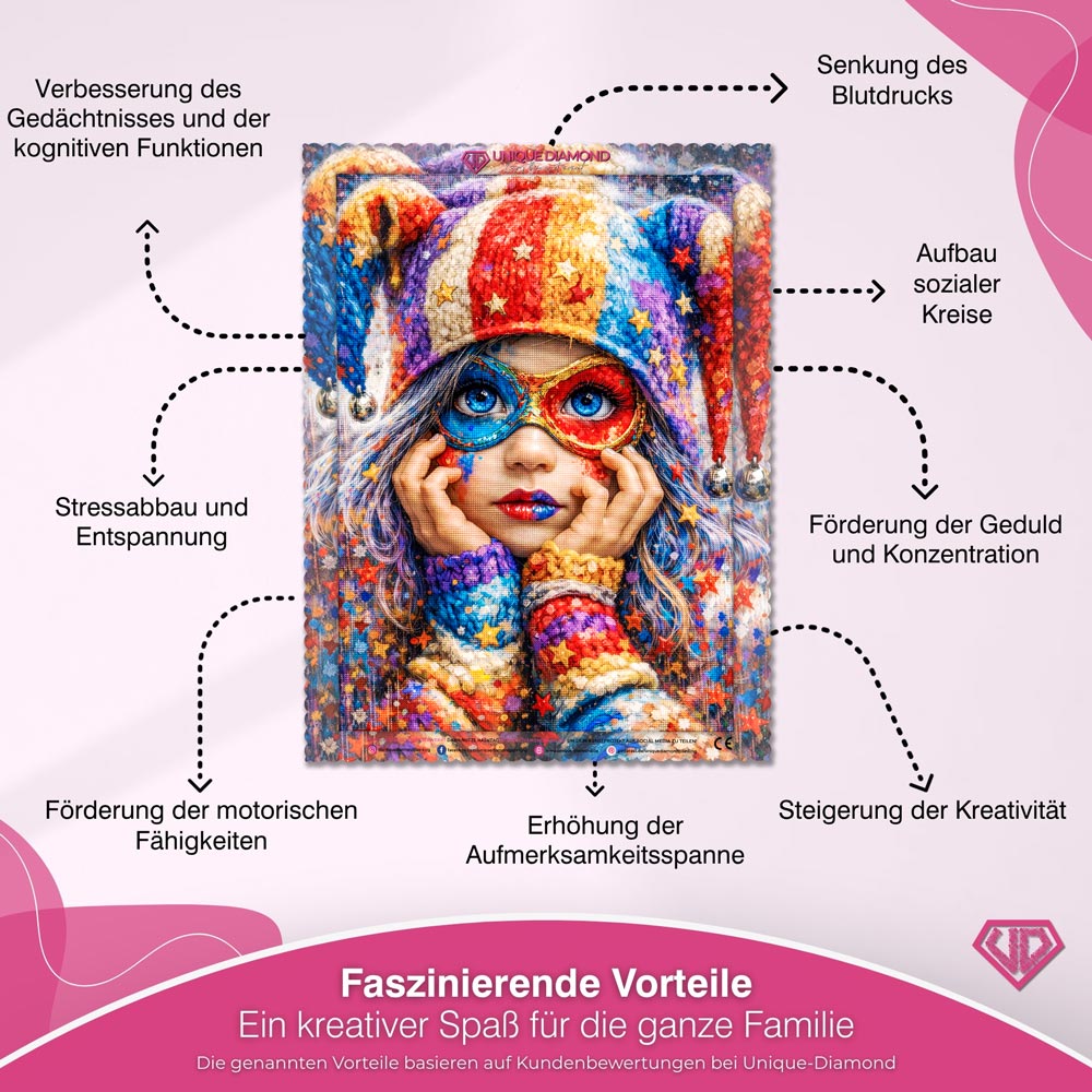 5D Diamond Painting – Colorful Carnival Girl