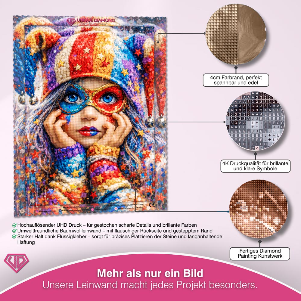 5D Diamond Painting – Colorful Carnival Girl
