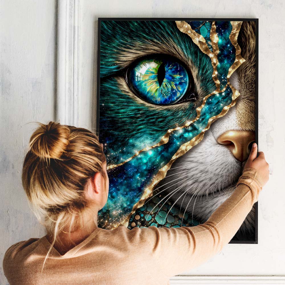 5D Diamond Painting – Cosmic Emerald Cat