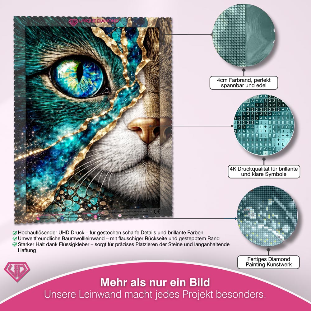 5D Diamond Painting – Cosmic Emerald Cat