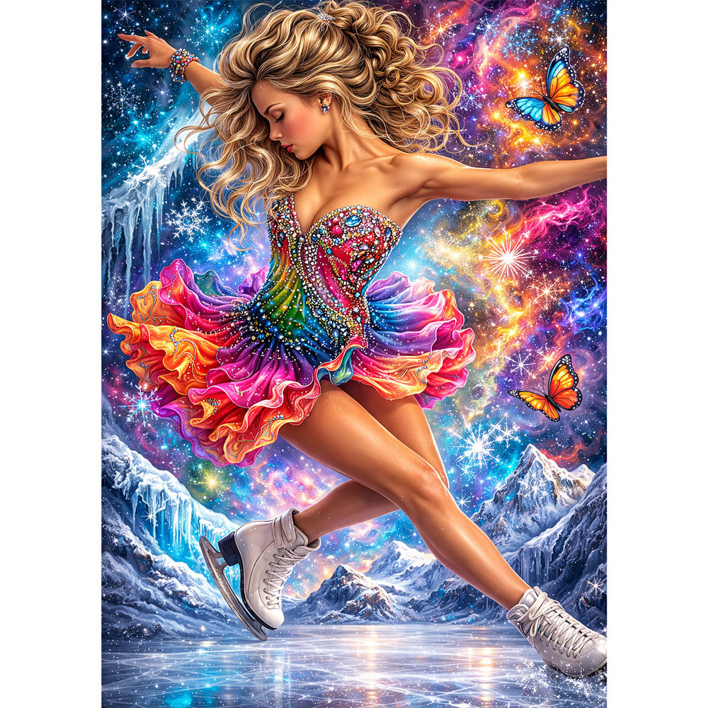 5D Diamond Painting – Cosmic Ice Skater, Unique-Diamond
